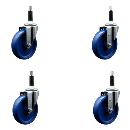 Service Caster 5'' Solid Poly Wheel Swivel 7/8'' Expanding Stem Caster Set, 4PK SCC-EX20S514-SPUS-78-4